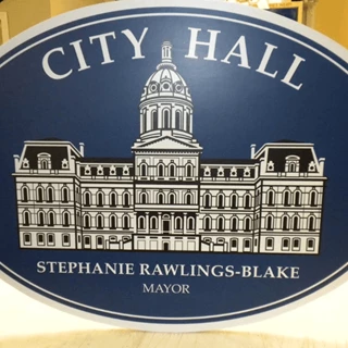 Baltimore City Hall Press Conference Logo - Die Cut Oval Foam Sign