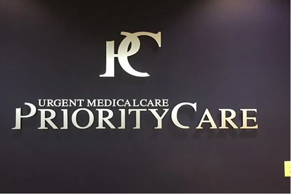 Interior dimensional logo sign for Priority Care in Baltimore, MD